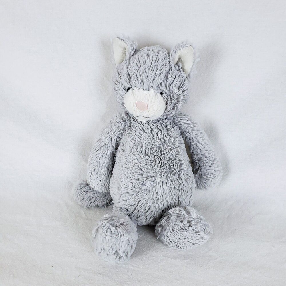 Jellcat Bashful Grey Kitty Stuffed Animal 11" Cat Plush Retired
